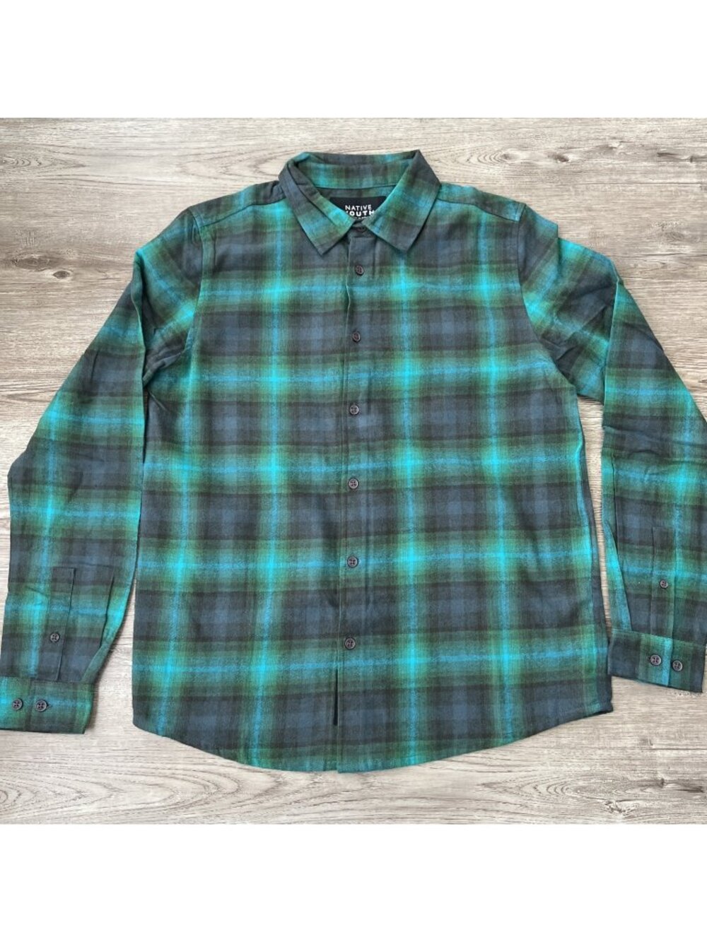 Native Youth Button Up Shirt Mens Medium Green Plaid Long Sleeve NWT